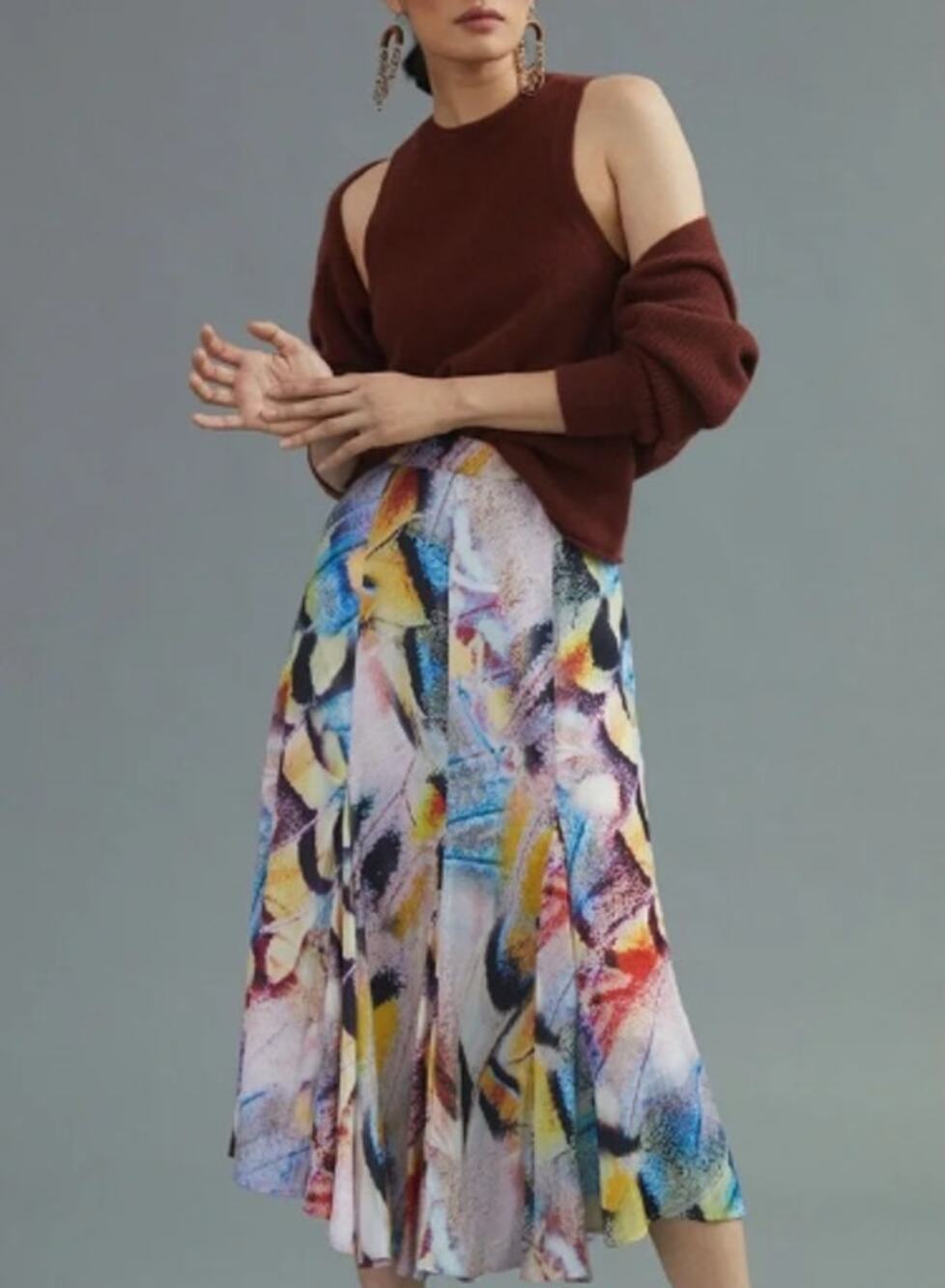 Anthropologie Abstract Butterfly Midi Skirt, Size 12, New
